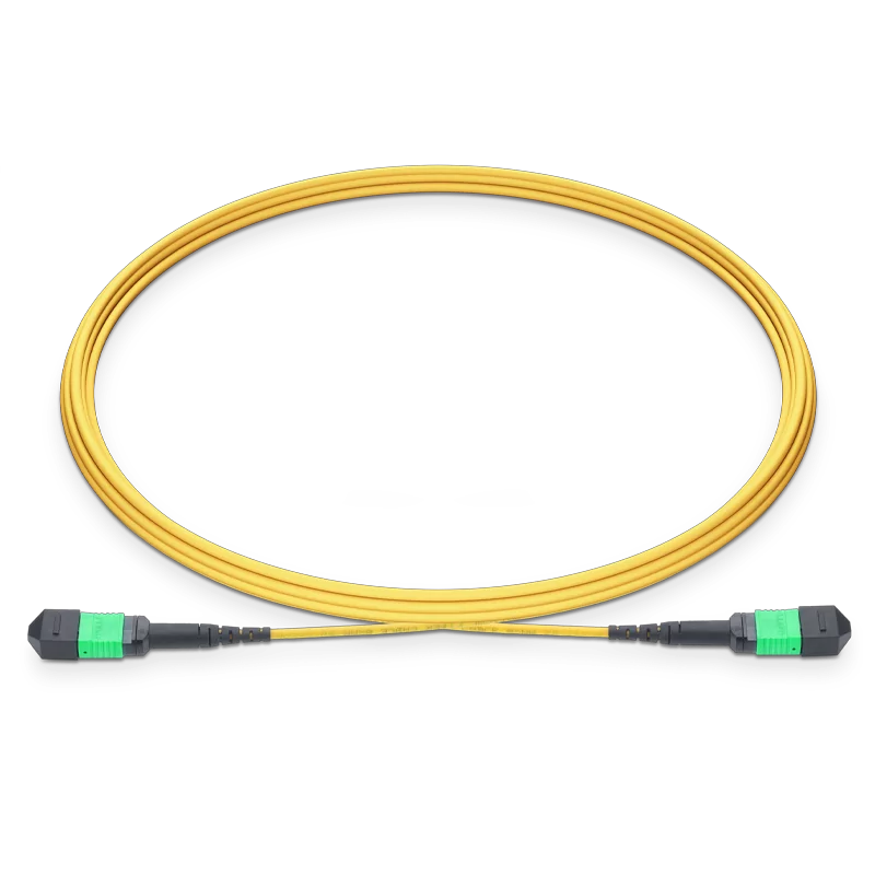 MPO-8 APC (Female) to MPO-8 APC (Female) 8 Fibers Single Mode (OS2) Jumper, Type B, LSZH, 3.0mm, Max IL ≤ 0.35dB, Yellow