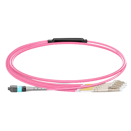 MPO-8 UPC (Female) to 4x LC Duplex UPC Multimode (OM4) Harness, Type B, LSZH, Magenta