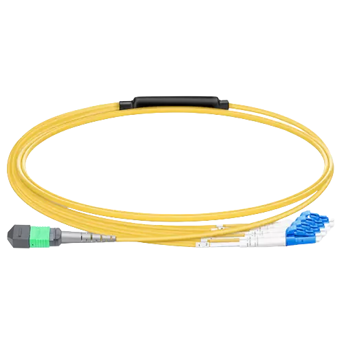 MPO-8 APC (Female) to 4x LC Duplex UPC Single-mode (OS2) Harness, Type B, LSZH, Yellow